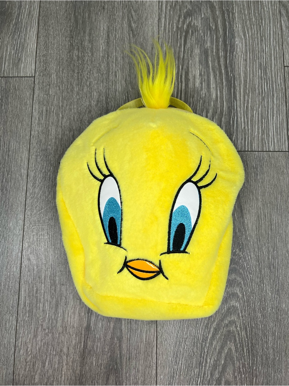 Justice Tweety Yellow Looney Tunes Mini Backpack Faux Fur Adjustable Strays NWOT